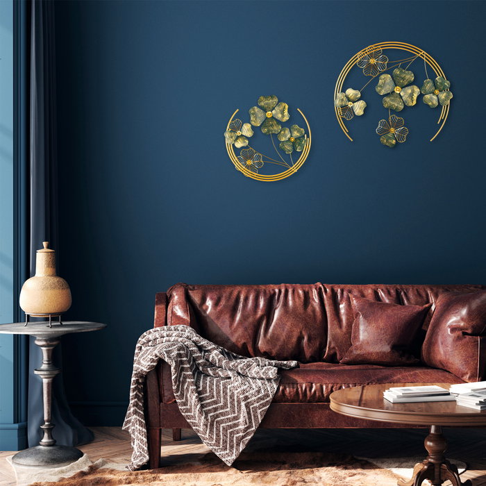 Wallity Shihezi Escultura de Pared Verde y Dorado